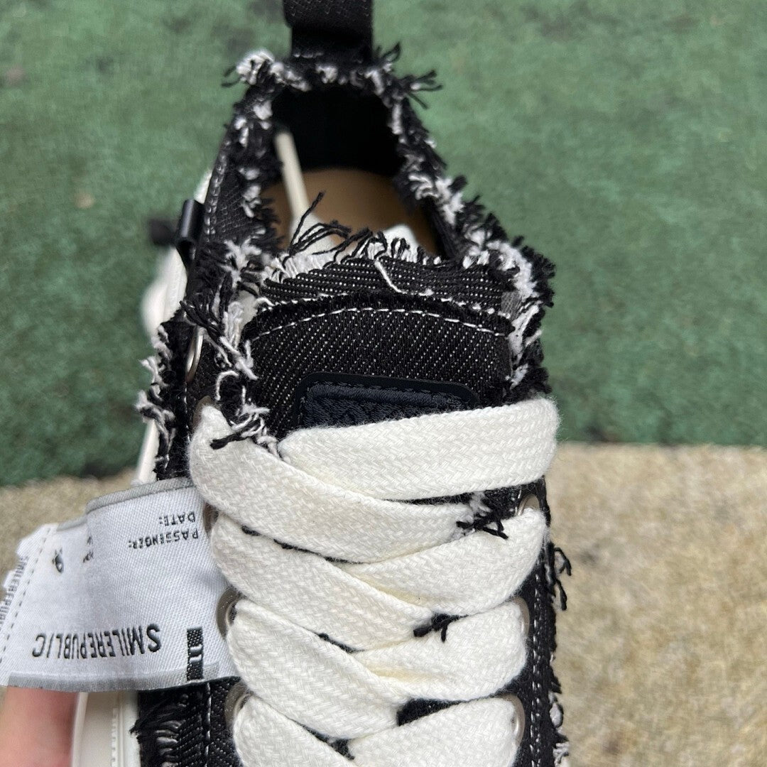 SMILE REPUBLIC Distressed Black Denim Chunky Platform Low Top Sneakers