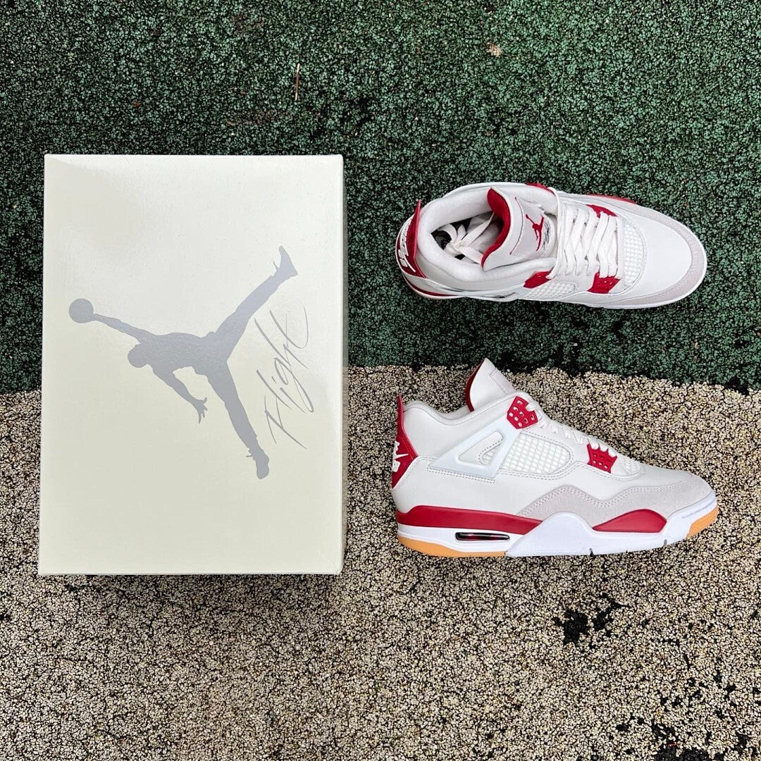 Air Jordan 4 Retro White Fire Red Cement Grey Gum