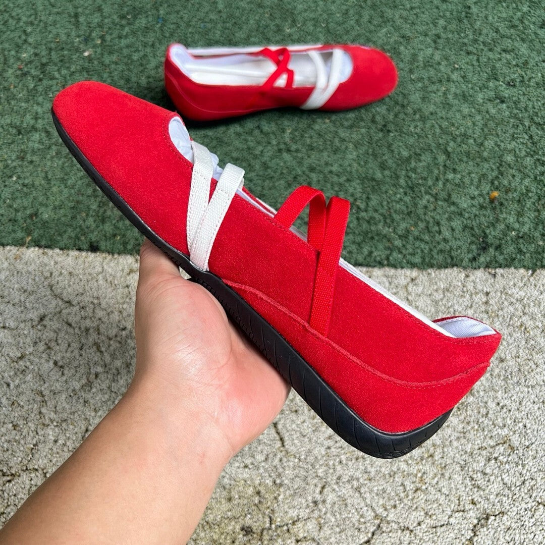 Puma Women's Espera III Suede Ballet Flats Red Whisper White 303357-01