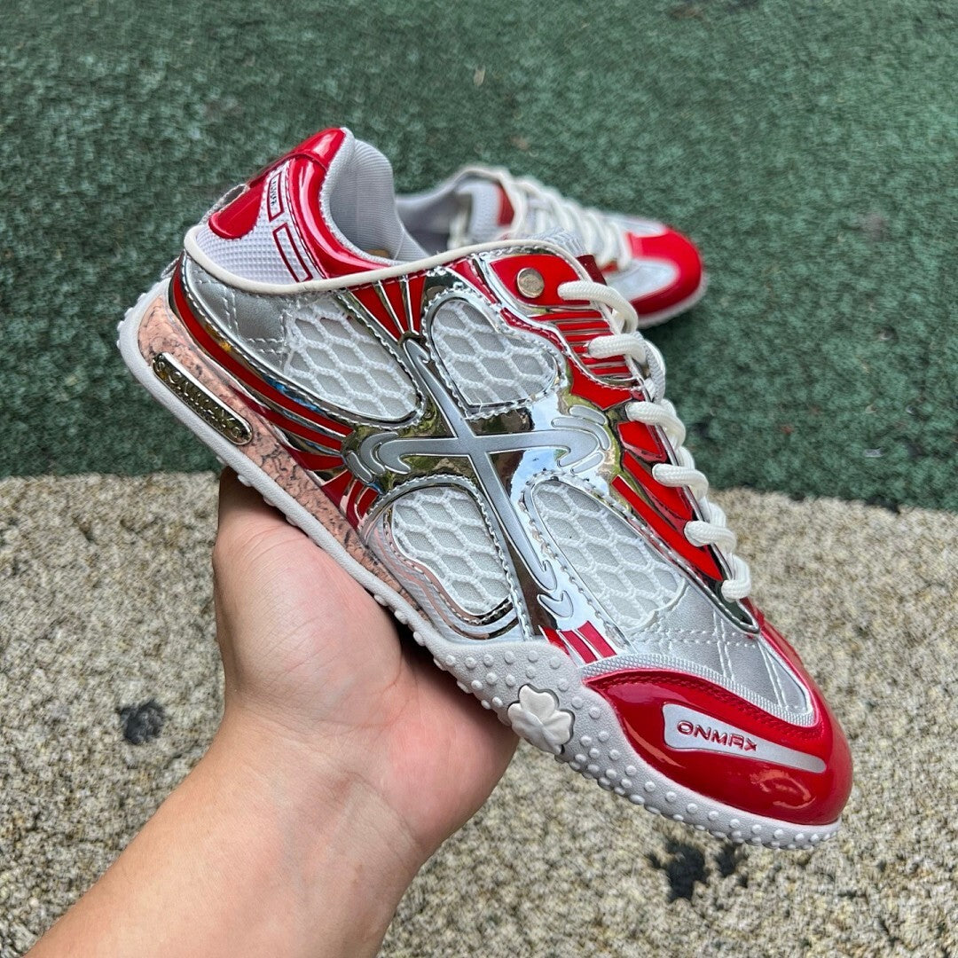 ONMAX Lucky Clover X Series Red Silver White Athletic Running Shoes