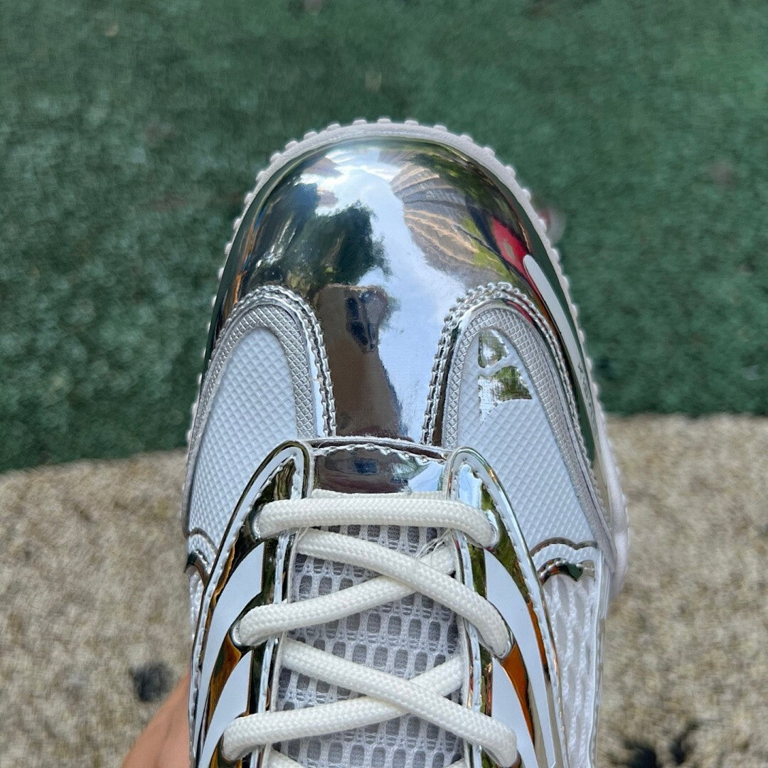 ONMAX Silver Metallic Reflective Mesh Chunky Sneakers