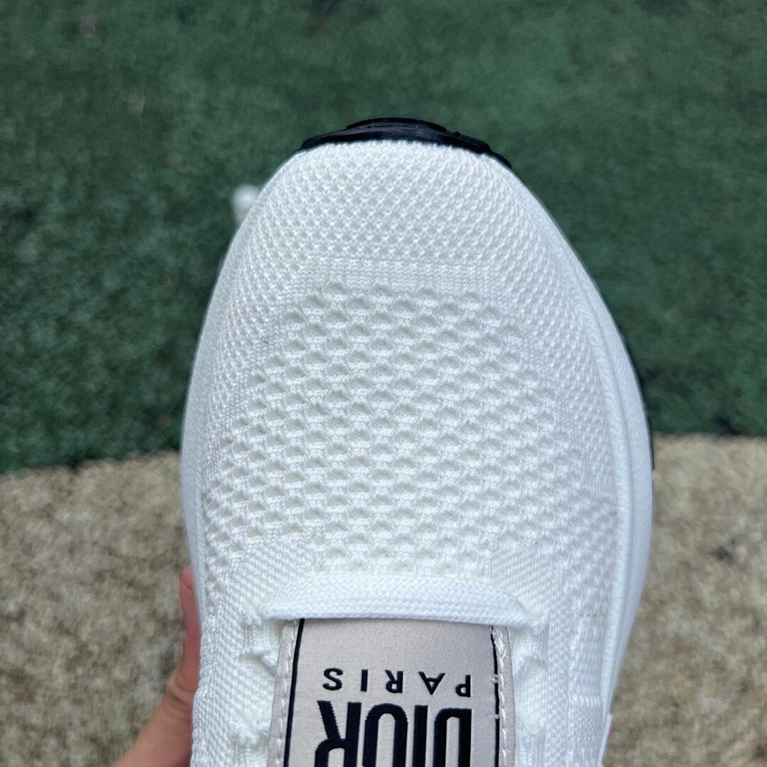 Christian Dior White Knit Low-Top Sneaker with Paris Strap