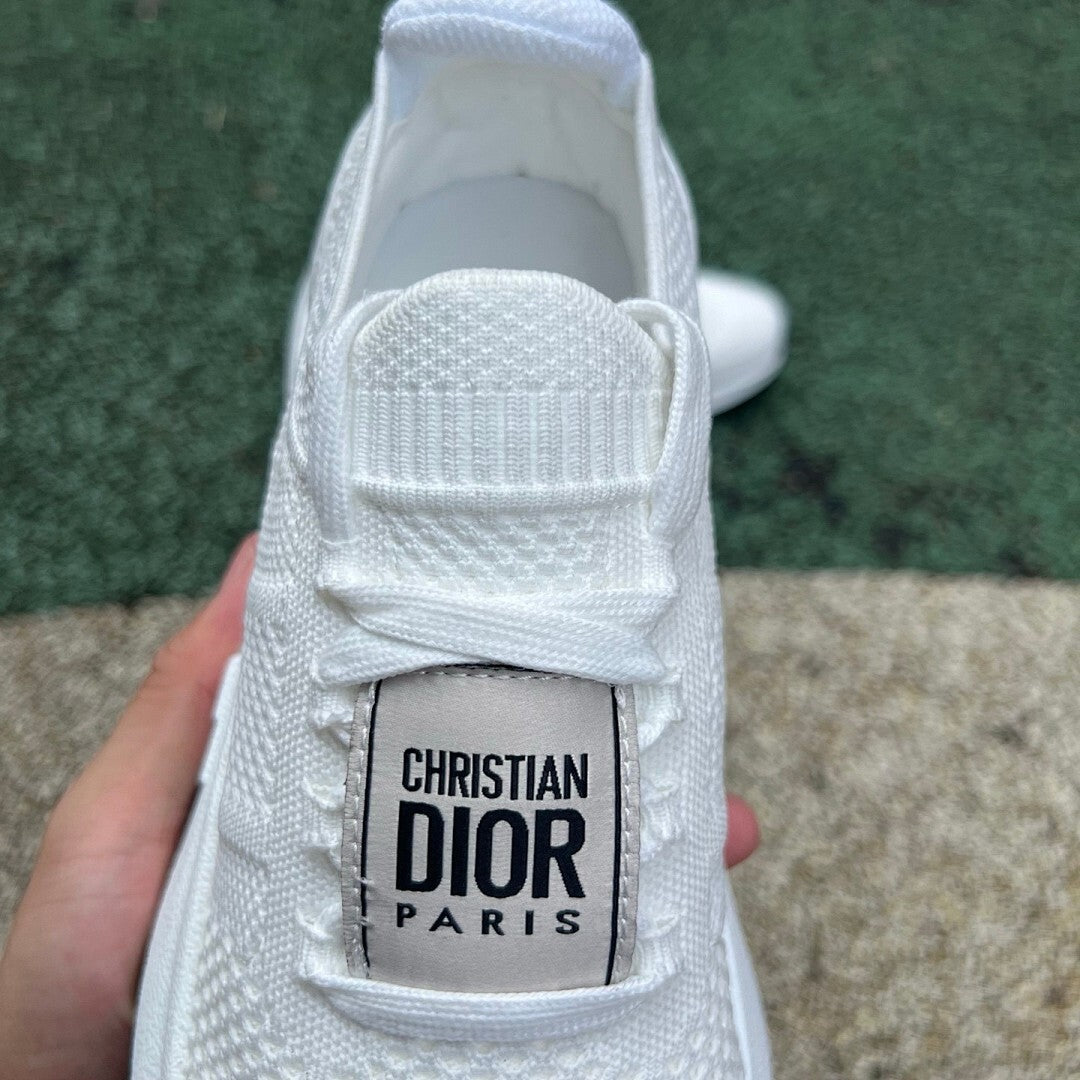 Christian Dior White Knit Low-Top Sneaker with Paris Strap
