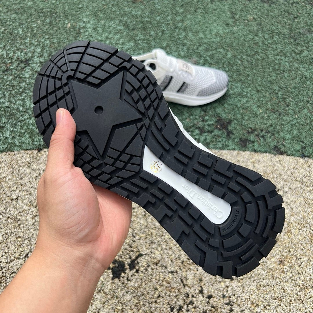 Christian Dior Paris White Black Knit 3-Stripe Sneakers