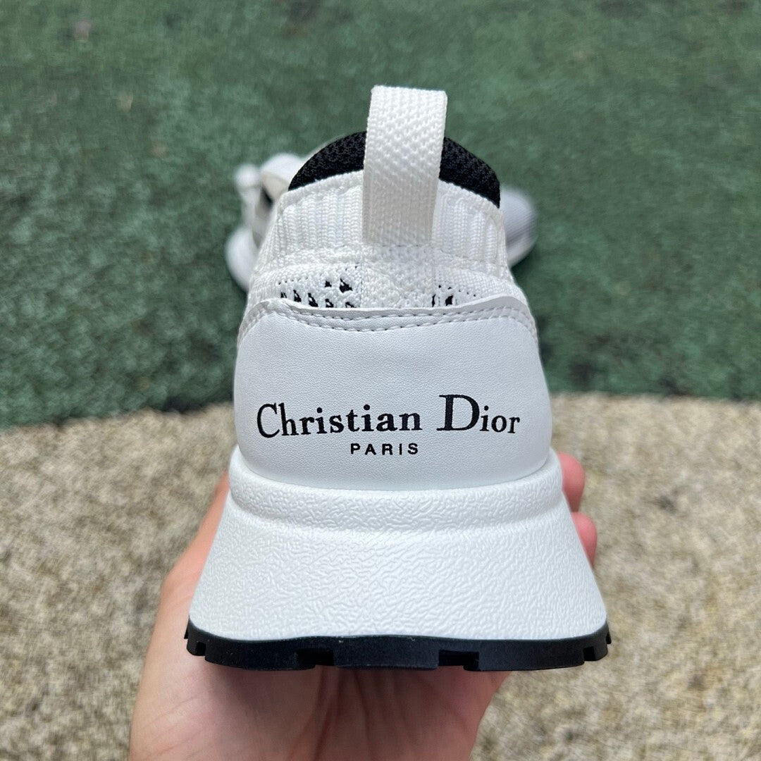Christian Dior Paris White Black Knit 3-Stripe Sneakers