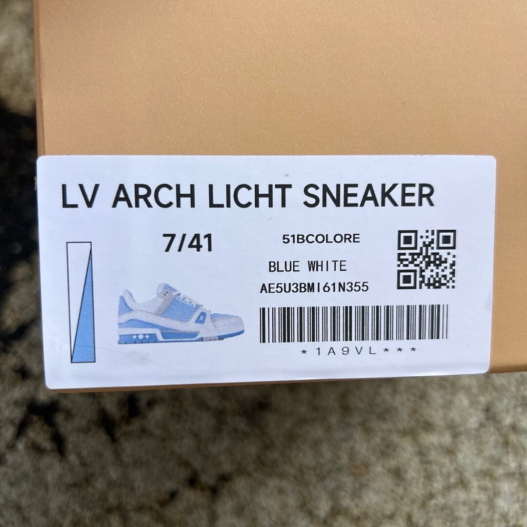 Louis Vuitton LV Trainer Sneaker White and Pastel Blue