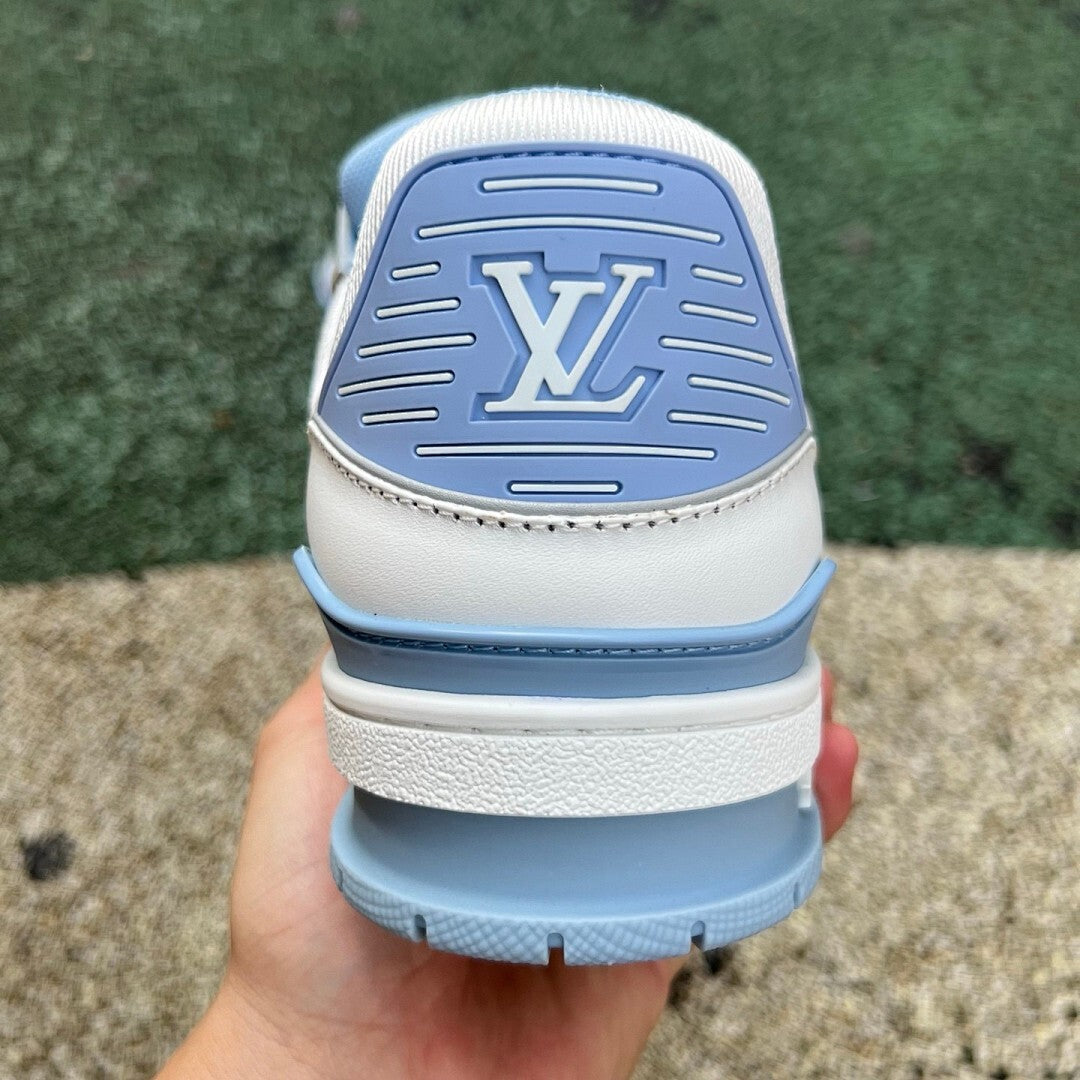 Louis Vuitton LV Trainer Sneaker White and Pastel Blue