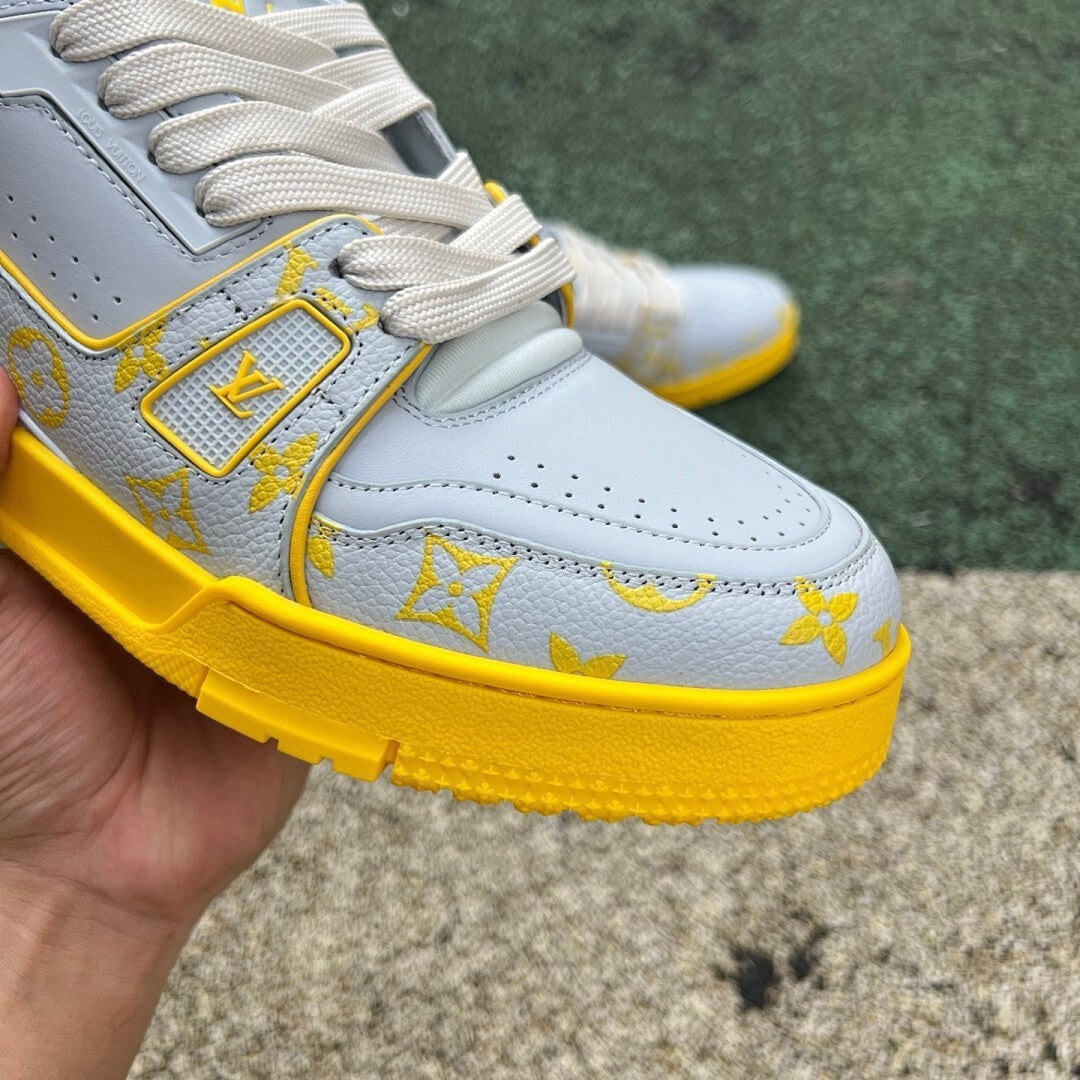 Louis Vuitton LV Trainer Sneaker Grey Yellow Monogram