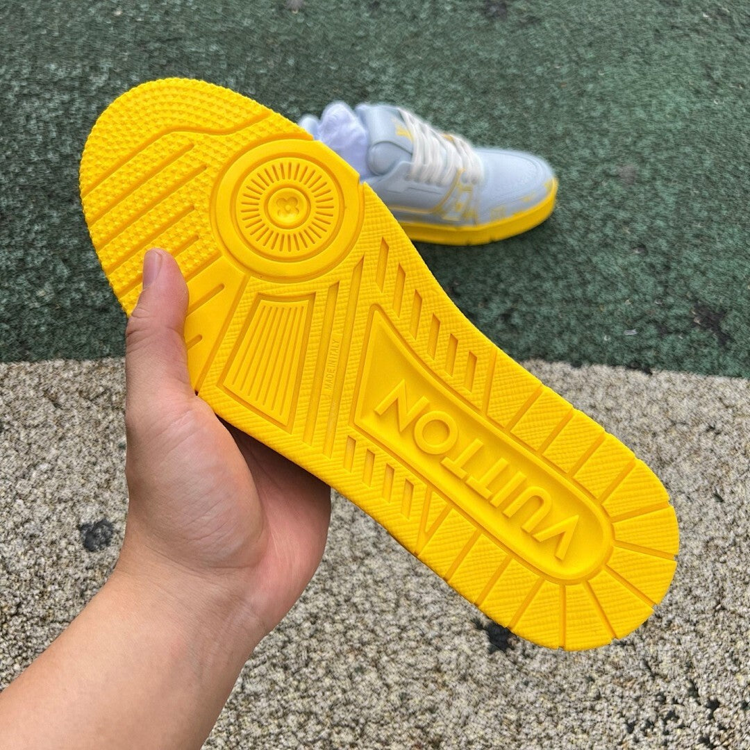 Louis Vuitton LV Trainer Sneaker Grey Yellow Monogram
