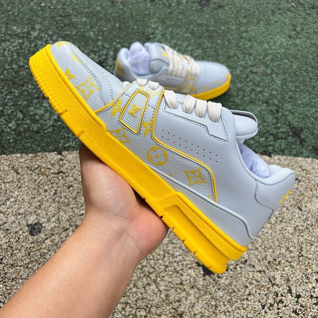 Louis Vuitton LV Trainer Sneaker Grey Yellow Monogram