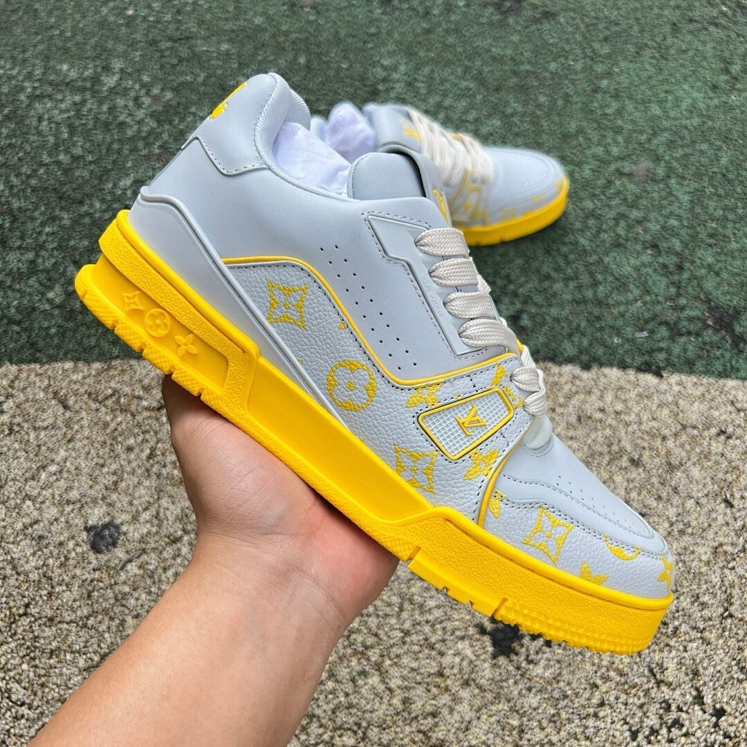 Louis Vuitton LV Trainer Sneaker Grey Yellow Monogram