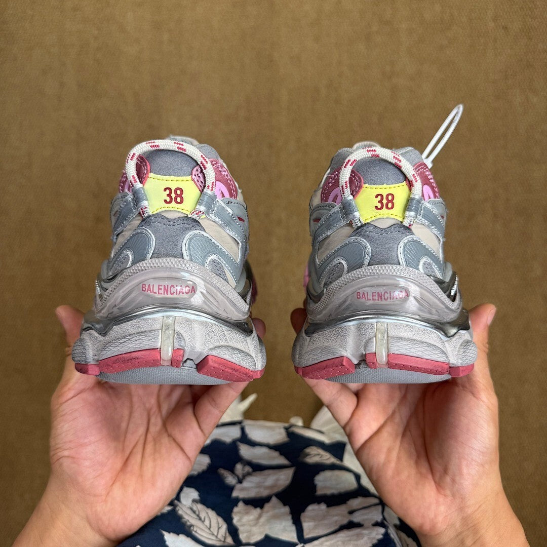 Balenciaga Runner Trainers Grey Yellow Pink