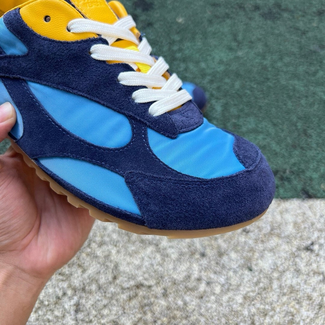 Visvim Roland Jogger Navy Light Blue Yellow Suede Nylon Sneakers