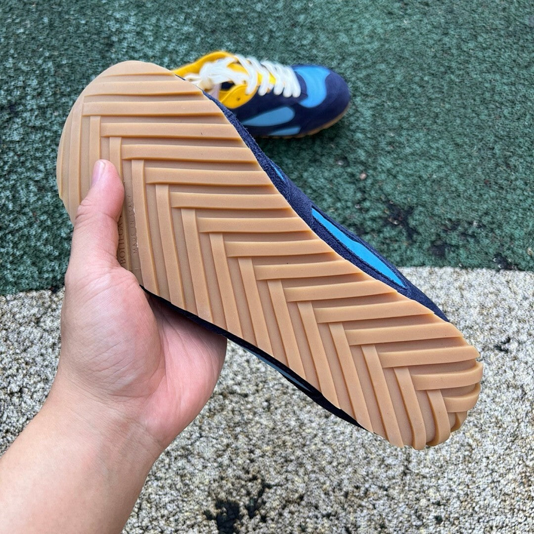 Visvim Roland Jogger Navy Light Blue Yellow Suede Nylon Sneakers