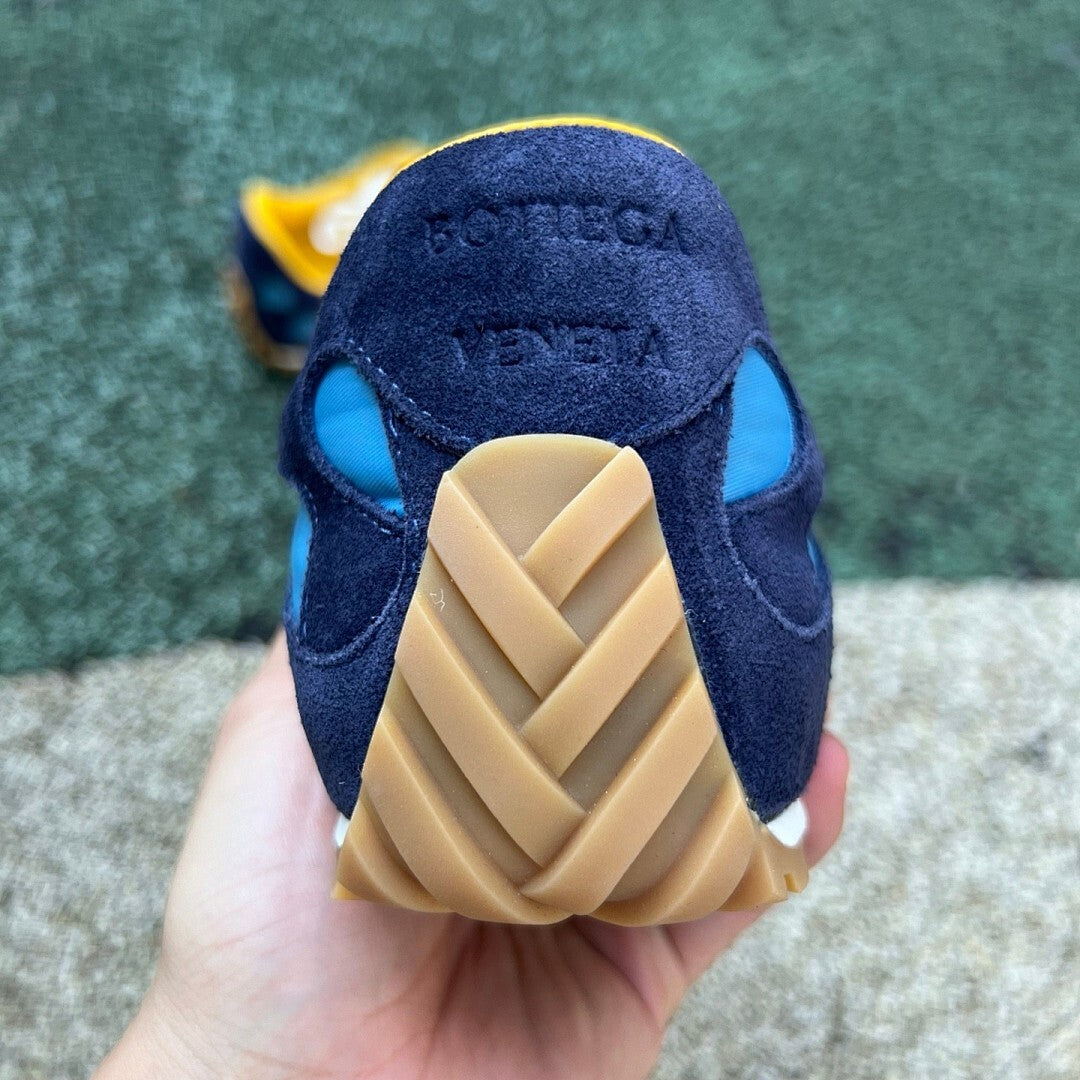 Visvim Roland Jogger Navy Light Blue Yellow Suede Nylon Sneakers