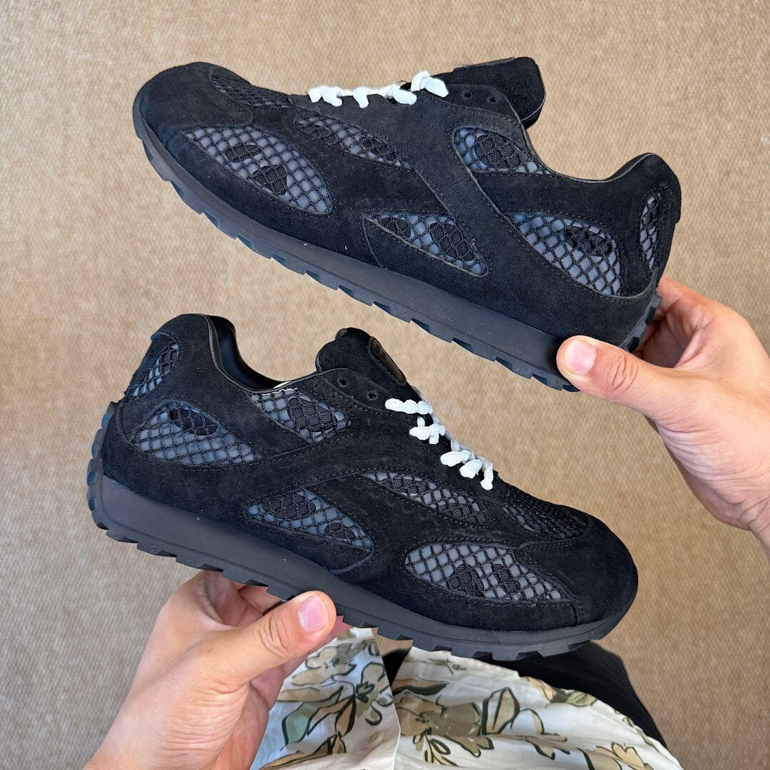 Visvim Skagway Lo-Folk Black Suede Crochet