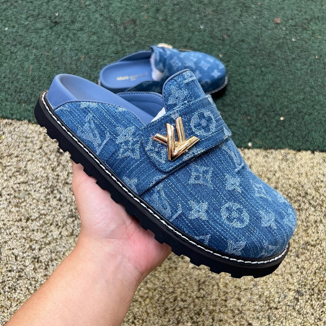 Louis Vuitton Lock It Flat Mule Monogram Denim