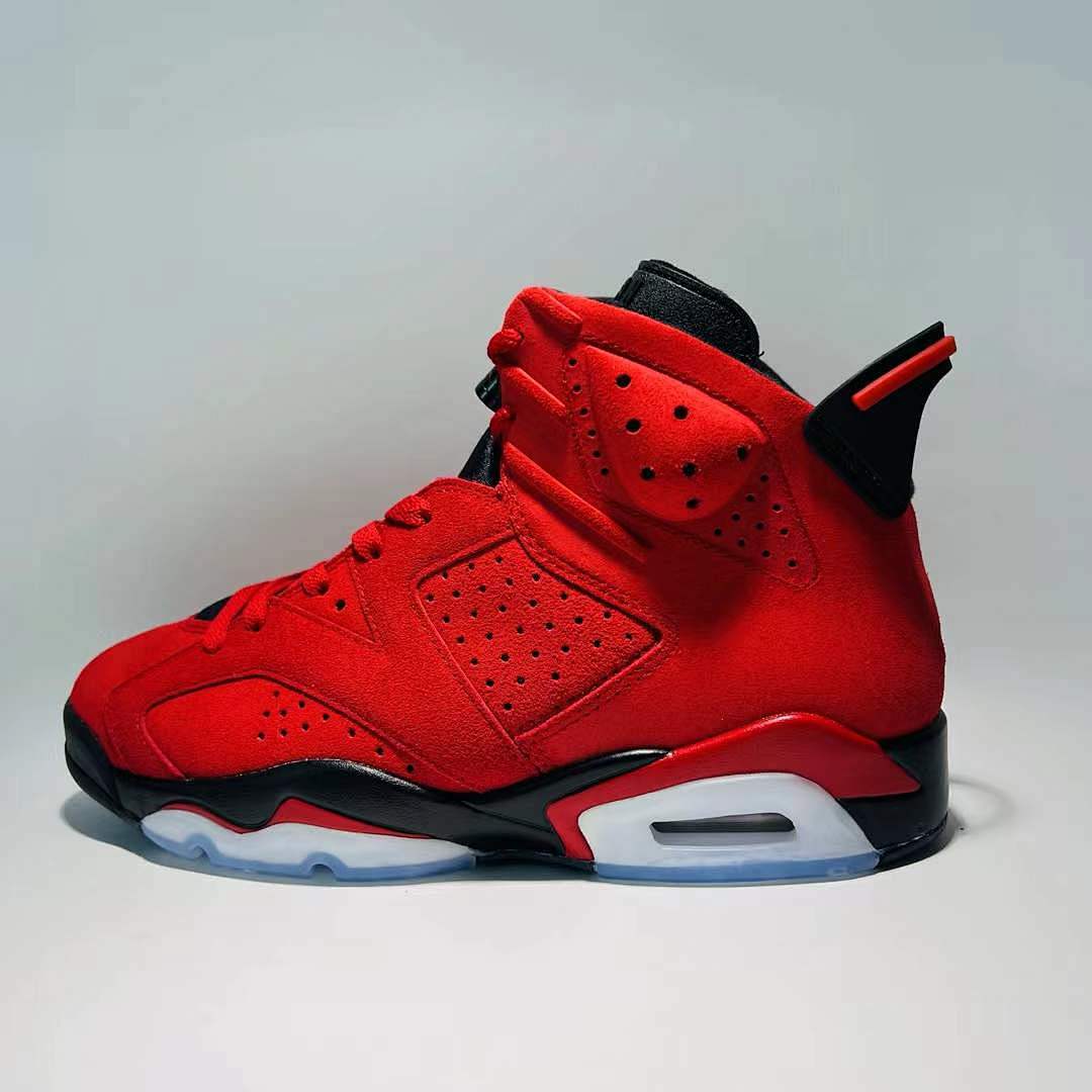 Air Jordan 6 Retro Infrared 23 Men's Basketball Shoes Red Black Suede Sneakers 384664-623