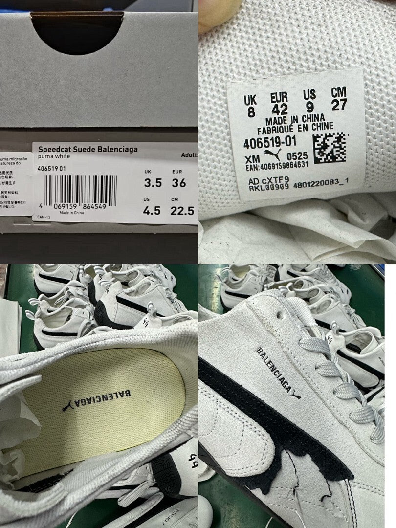 Balenciaga Puma Jordan White Black Speedcat Sneakers