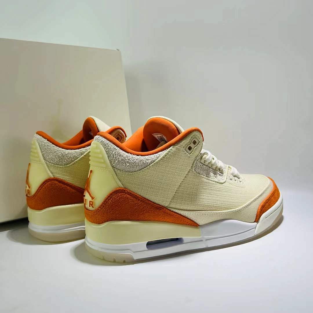 Air Jordan 3 Retro Muslin Orange Canvas Suede