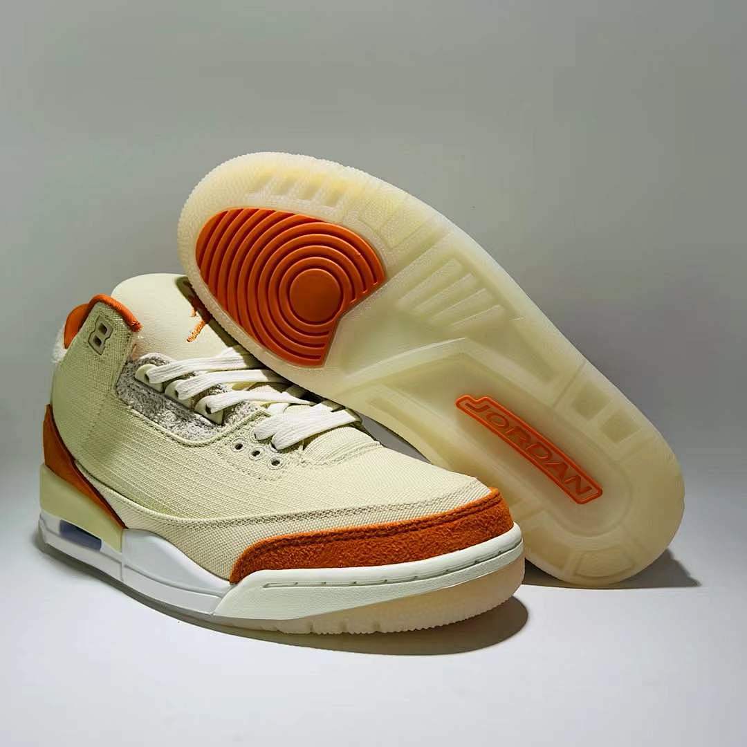 Air Jordan 3 Retro Muslin Orange Canvas Suede