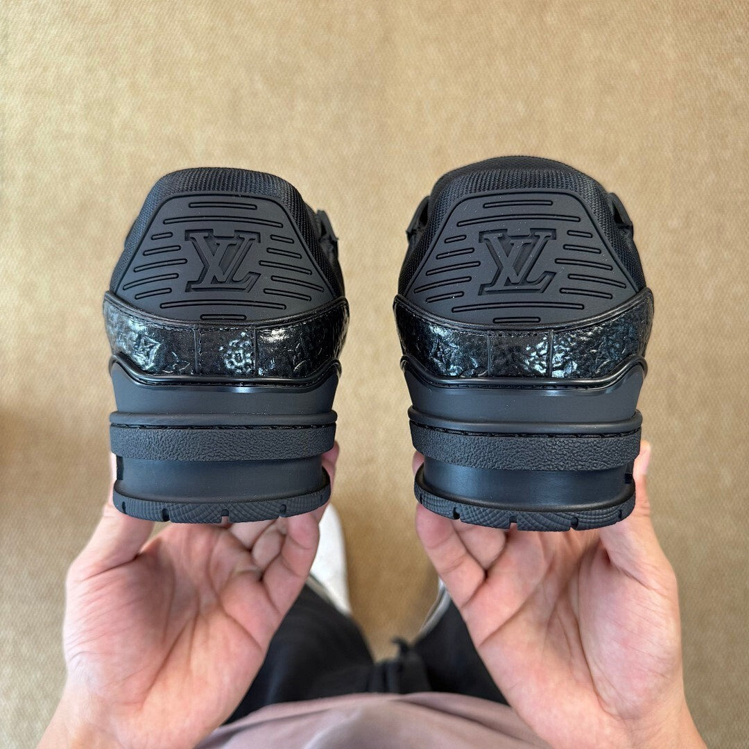 Louis Vuitton LV Trainer Sneaker Black Monogram Embossed Patent Leather