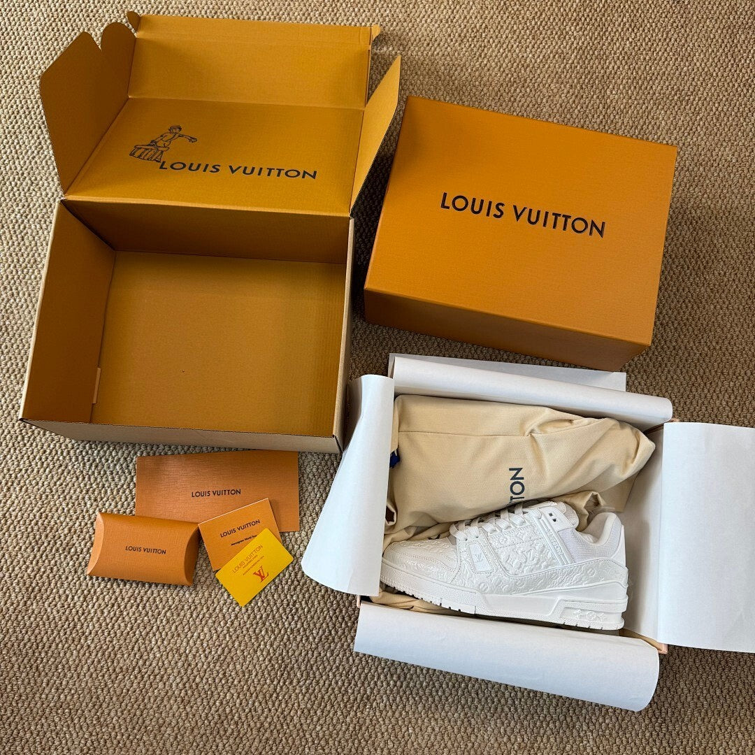Louis Vuitton LV Trainer Sneaker White Monogram Embossed