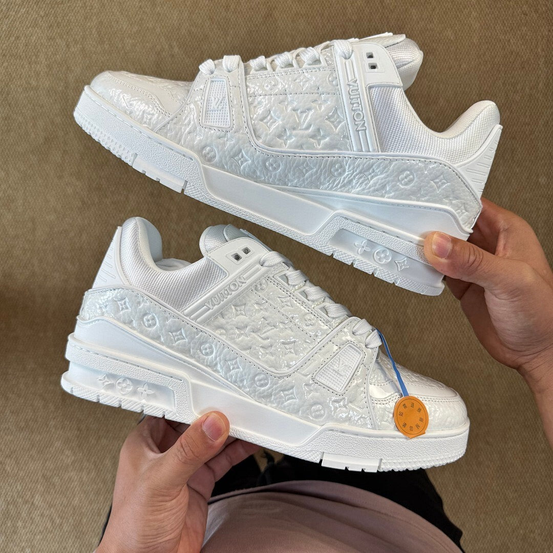 Louis Vuitton LV Trainer Sneaker White Monogram Embossed