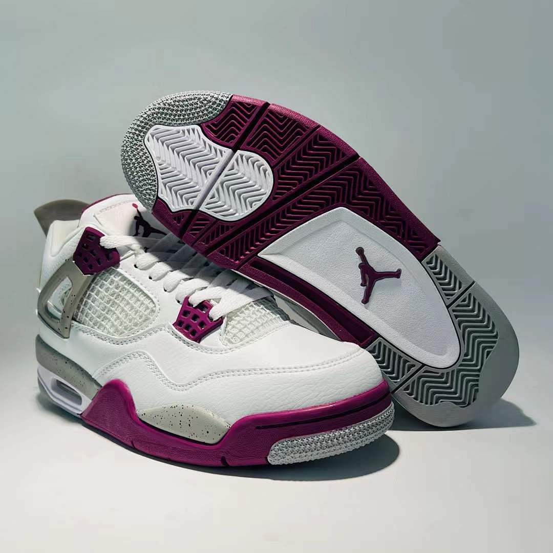 Air Jordan 4 Retro GS Active Fuchsia White Purple Grey Grade School Sneakers Shoes 408452-167