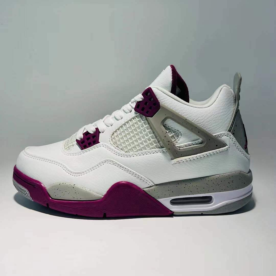 Air Jordan 4 Retro GS Active Fuchsia White Purple Grey Grade School Sneakers Shoes 408452-167
