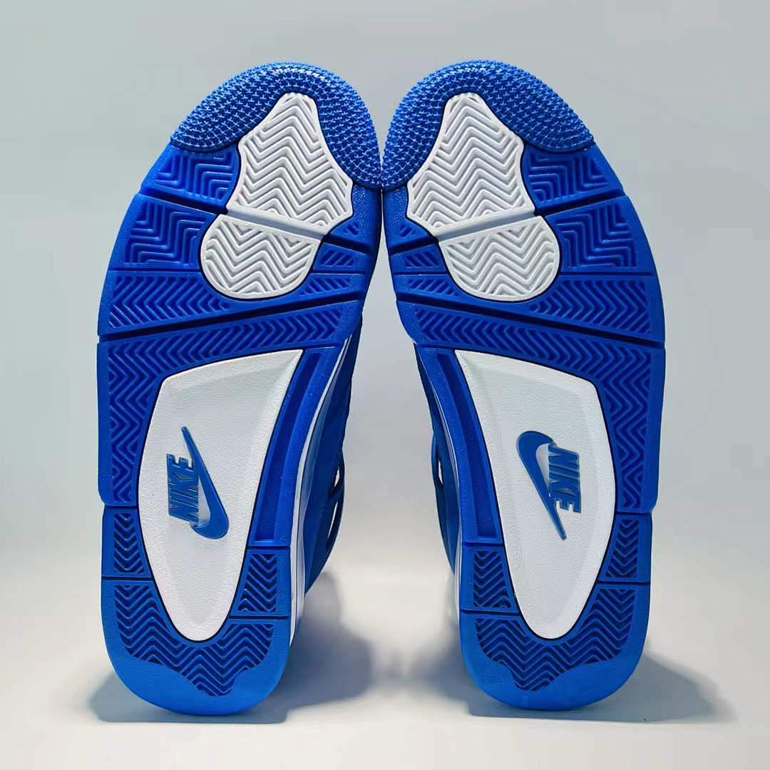Air Jordan 4 Retro Royal Blue Suede Mini Swoosh Sneakers