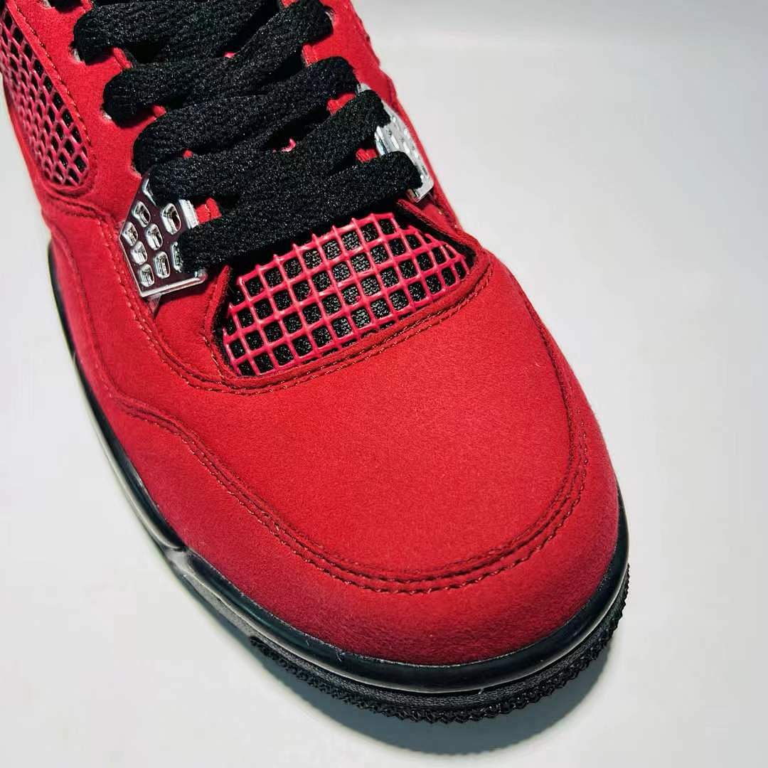 Nike Air Jordan 4 Retro "Toro Bravo" Fire Red Black Suede Sneakers 308497-603