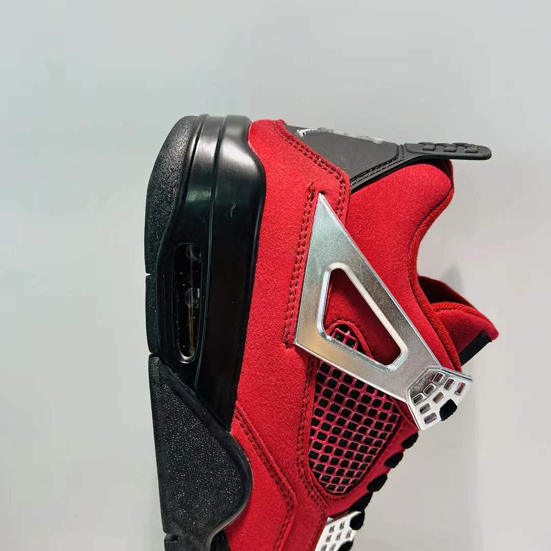 Nike Air Jordan 4 Retro "Toro Bravo" Fire Red Black Suede Sneakers 308497-603