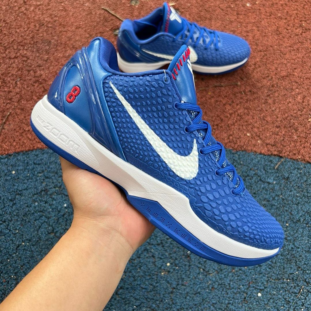 Nike Kobe 6 Protro PE Baseball Cleats Royal Blue White Red #8