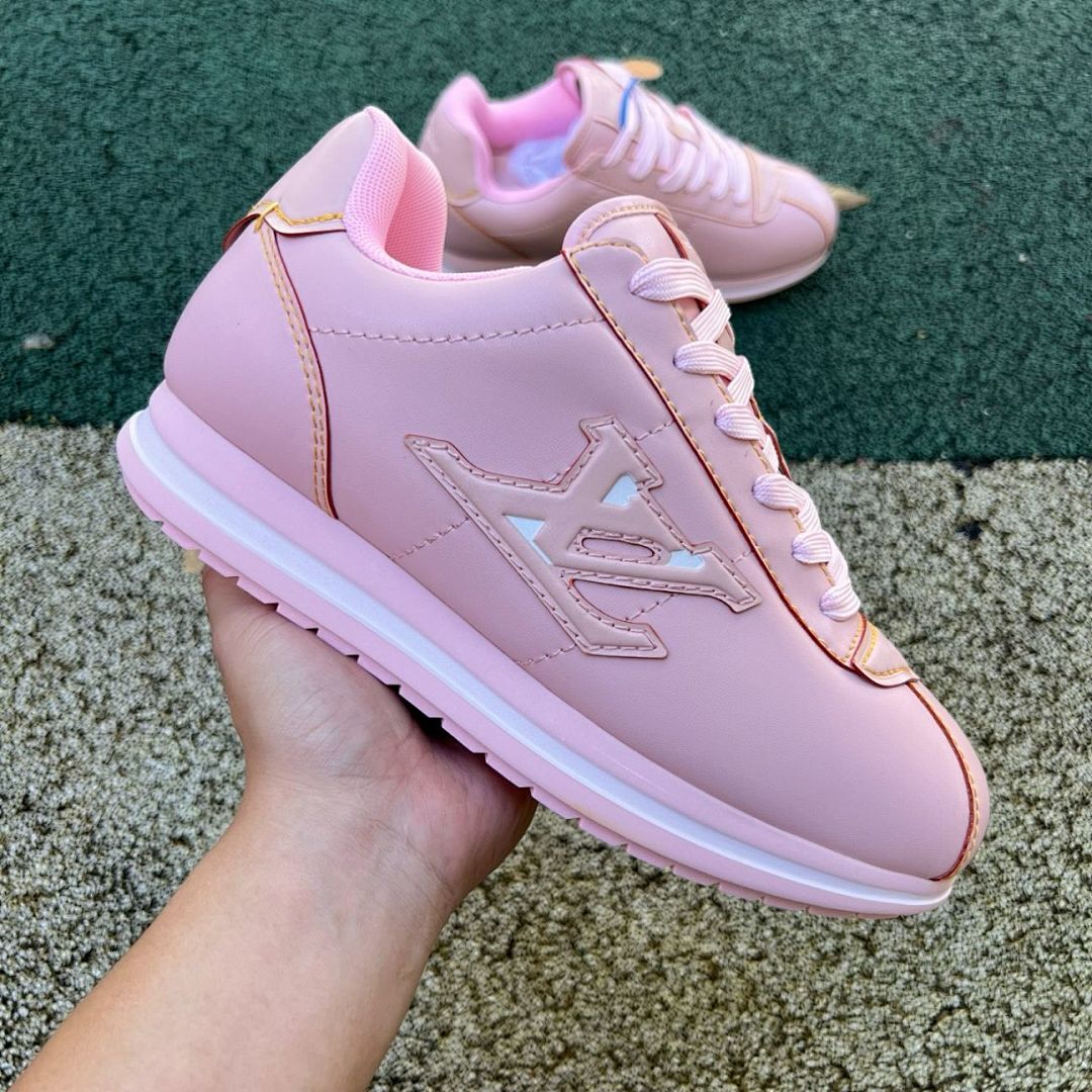 Louis Vuitton Pink LV Logo Low Top Runner Sneakers