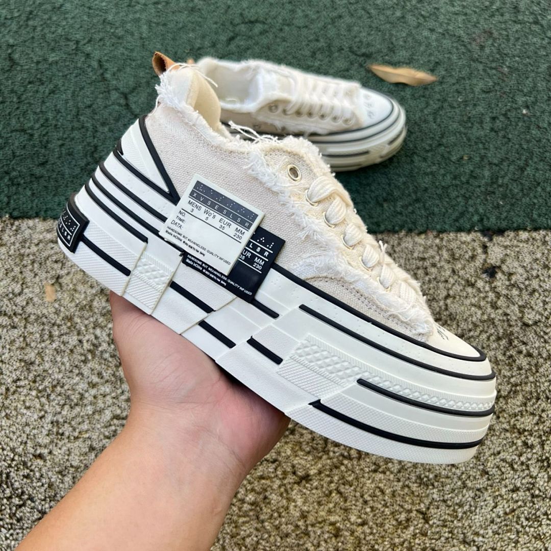 AVSESLSR AVB Distressed Canvas Platform Low Top Sneakers