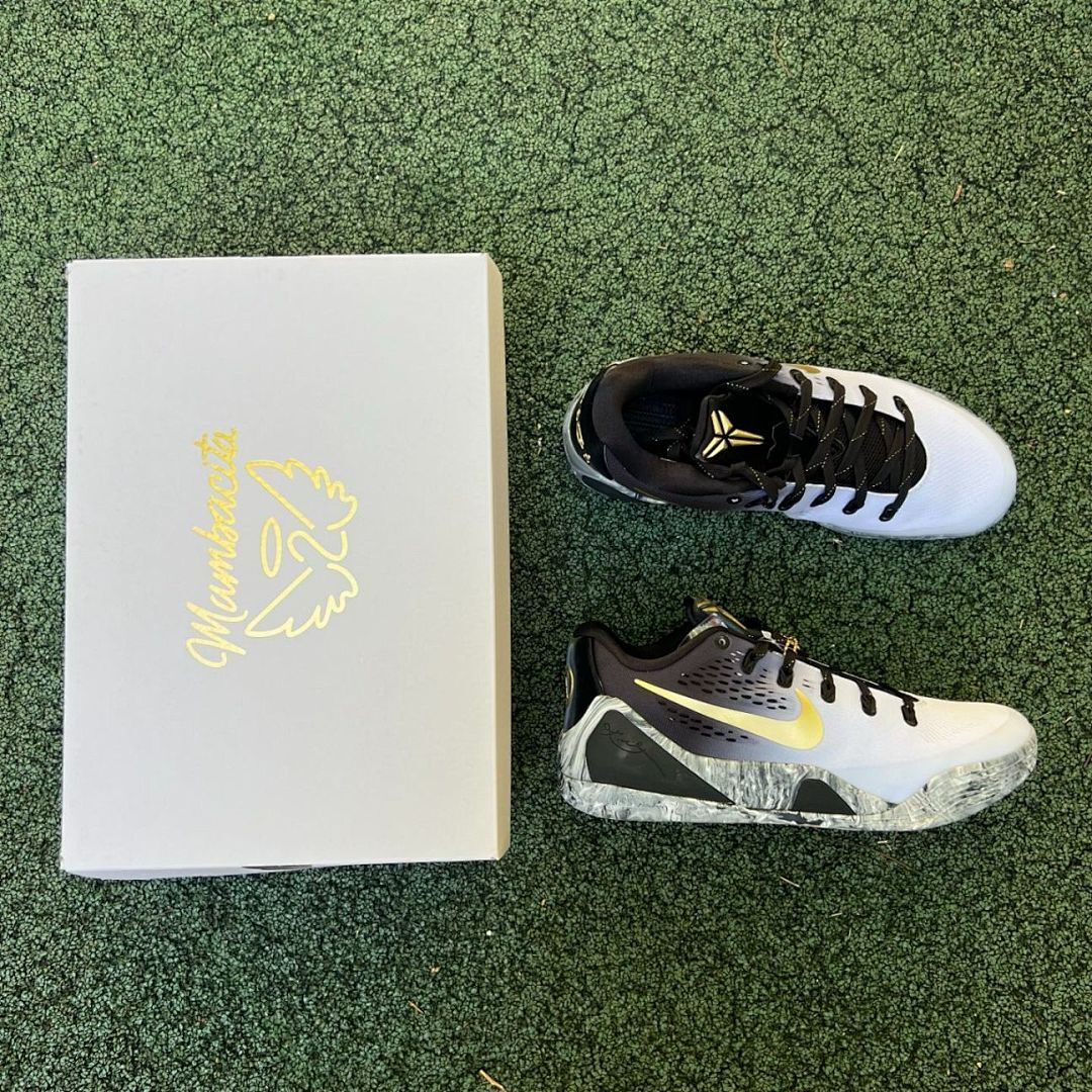 Nike Kobe 9 EM Low Periwinkle Black Metallic Gold Marbled