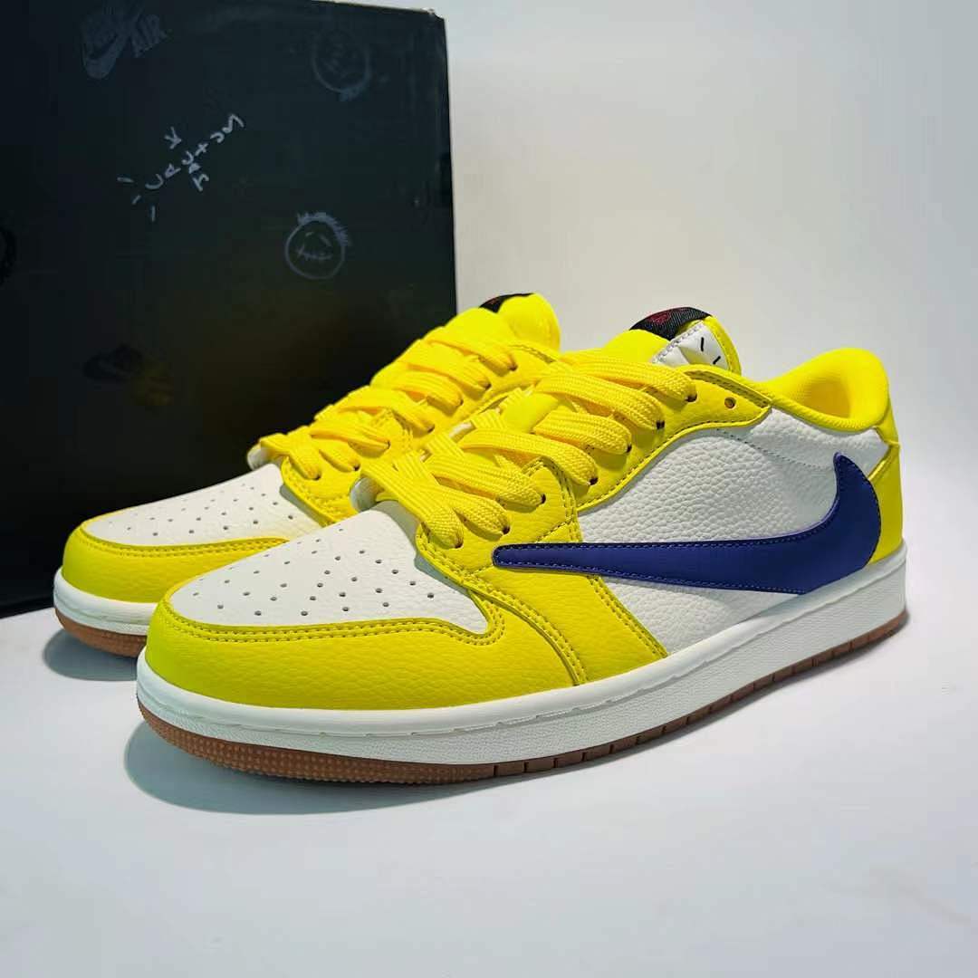 Nike Air Jordan 1 Low Travis Scott Cactus Jack Yellow Blue Reverse Swoosh