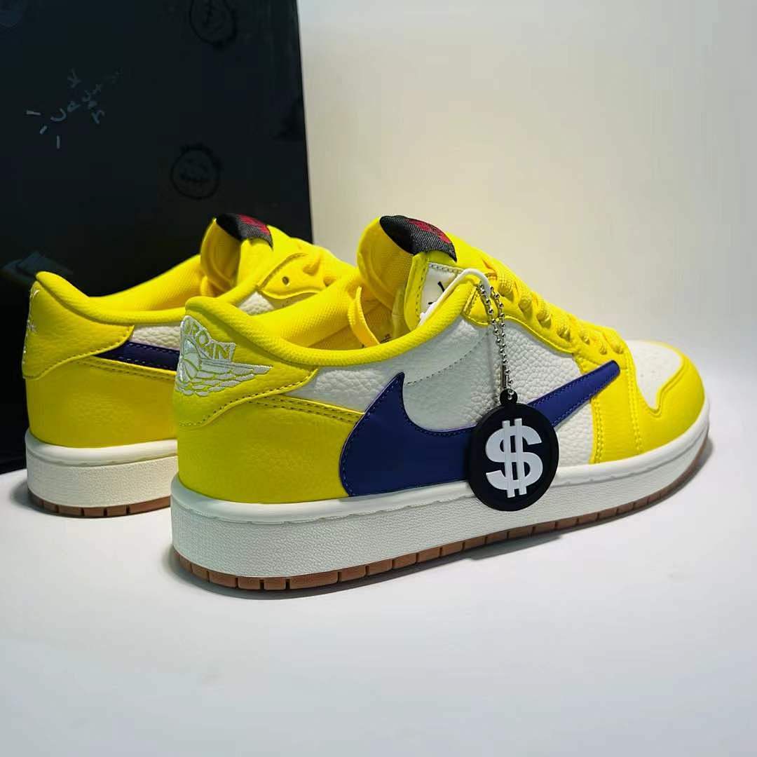 Nike Air Jordan 1 Low Travis Scott Cactus Jack Yellow Blue Reverse Swoosh