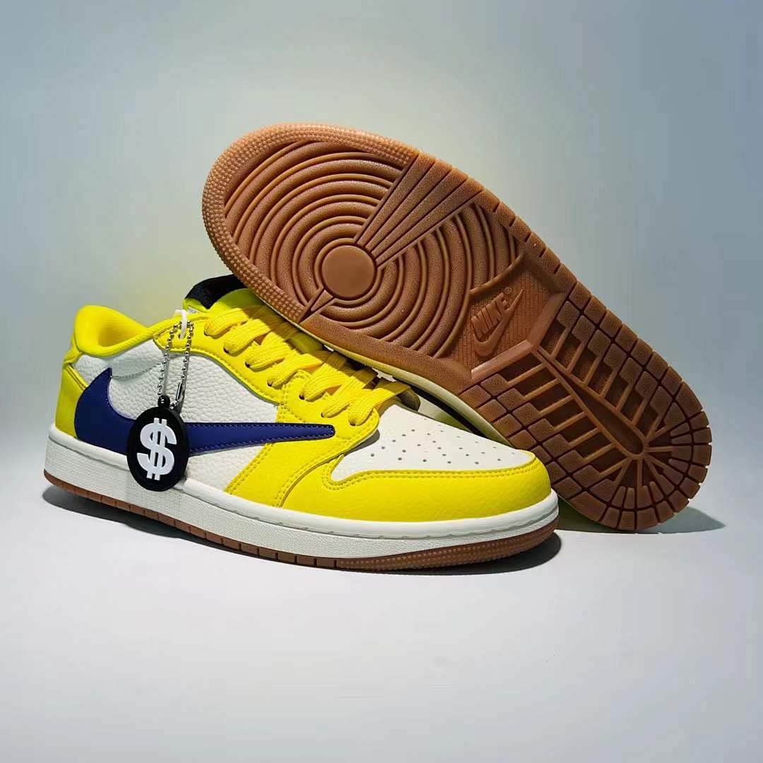 Nike Air Jordan 1 Low Travis Scott Cactus Jack Yellow Blue Reverse Swoosh