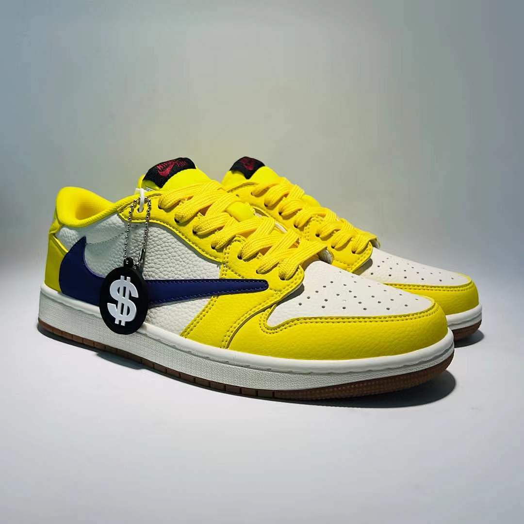 Nike Air Jordan 1 Low Travis Scott Cactus Jack Yellow Blue Reverse Swoosh