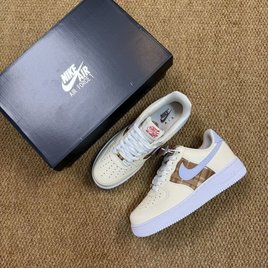 Nike Air Force 1 Low Sail University Blue Transparent Plaid