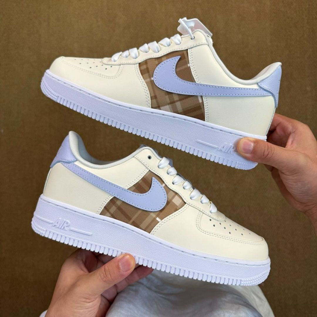 Nike Air Force 1 Low Sail University Blue Transparent Plaid