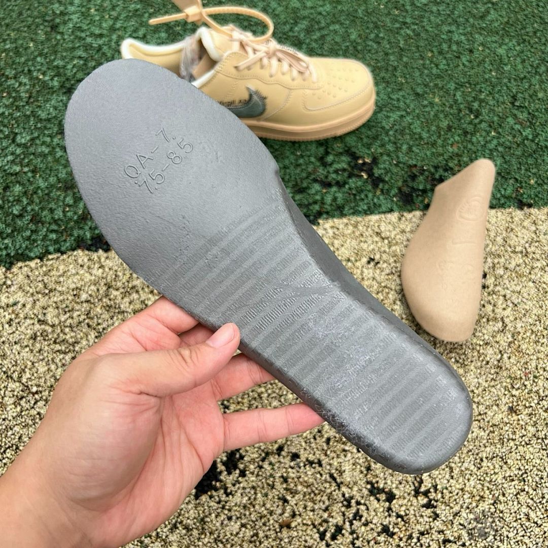 Nike Air Force 1 Low Off-White Tan Metallic Zipper Swoosh