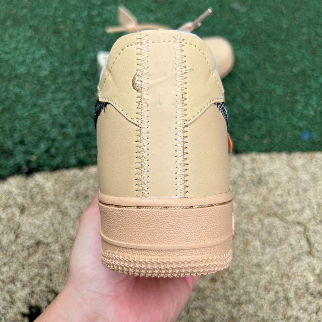 Nike Air Force 1 Low Off-White Tan Metallic Zipper Swoosh