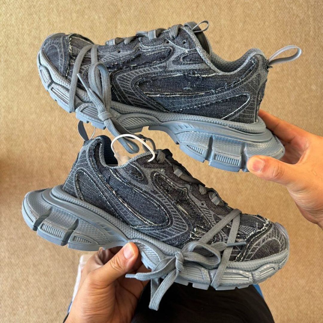 Balenciaga 3XL Trainer distressed denim sneakers 777649 W3XL1 4969