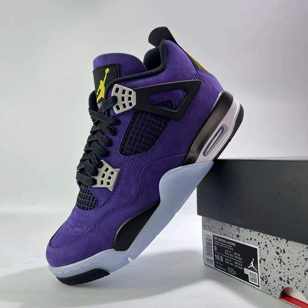 Air Jordan 4 Retro 'Court Purple' CT8527-500 Purple Black Yellow Jumpman Basketball Sneakers