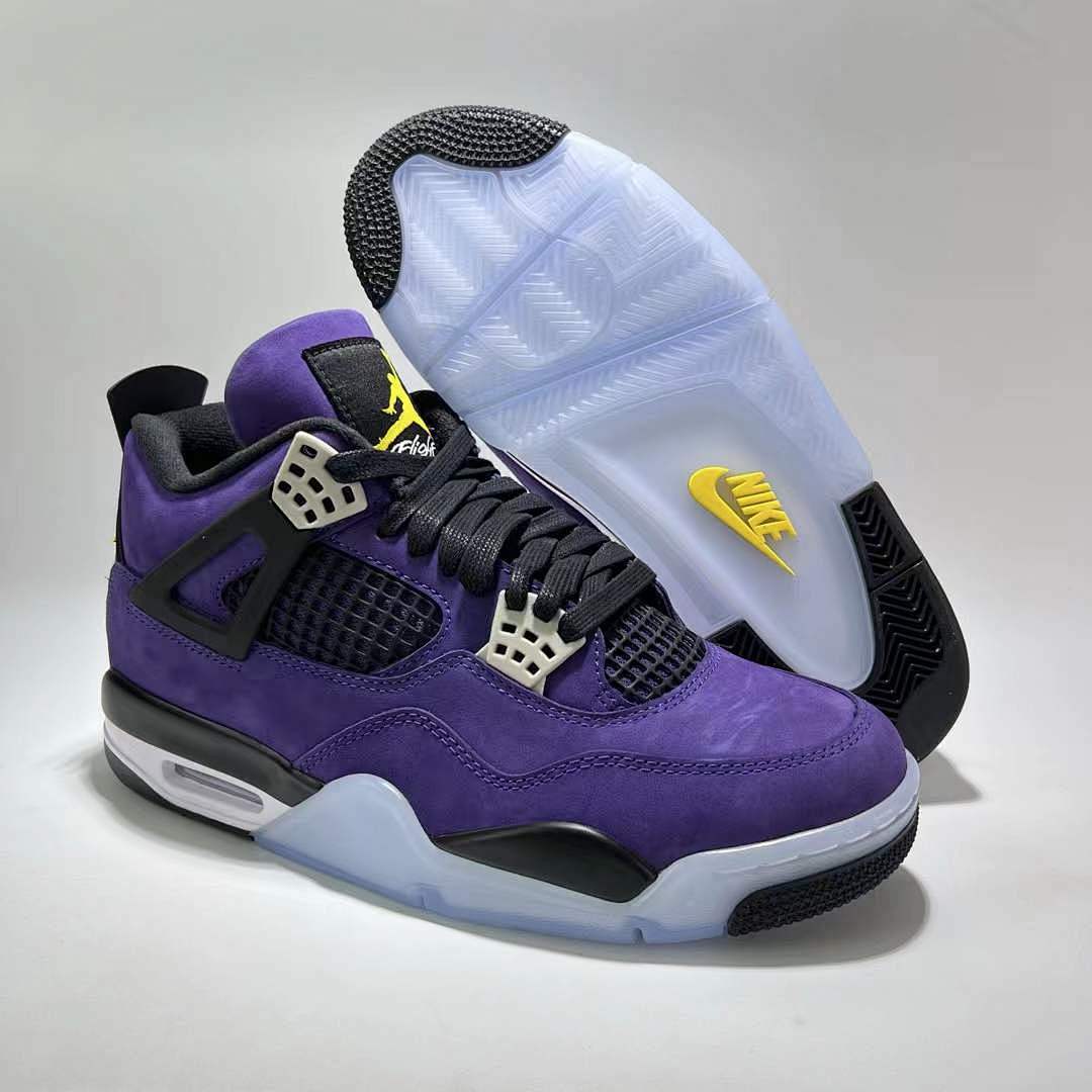 Air Jordan 4 Retro 'Court Purple' CT8527-500 Purple Black Yellow Jumpman Basketball Sneakers