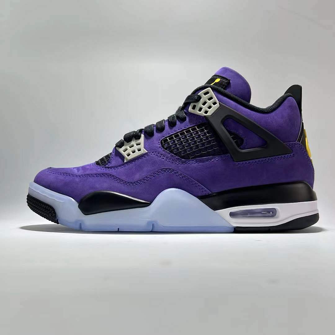 Air Jordan 4 Retro 'Court Purple' CT8527-500 Purple Black Yellow Jumpman Basketball Sneakers