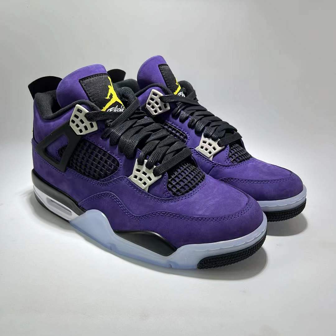 Air Jordan 4 Retro 'Court Purple' CT8527-500 Purple Black Yellow Jumpman Basketball Sneakers